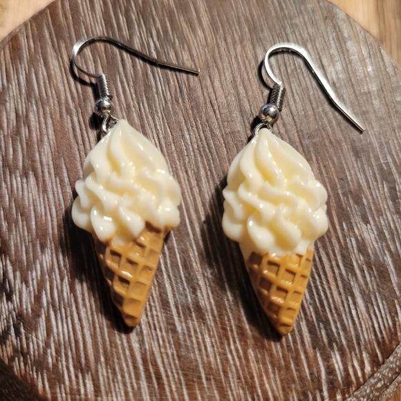 Ice Cream Waffle Cone Dangle Earrings - Picture 3 of 5